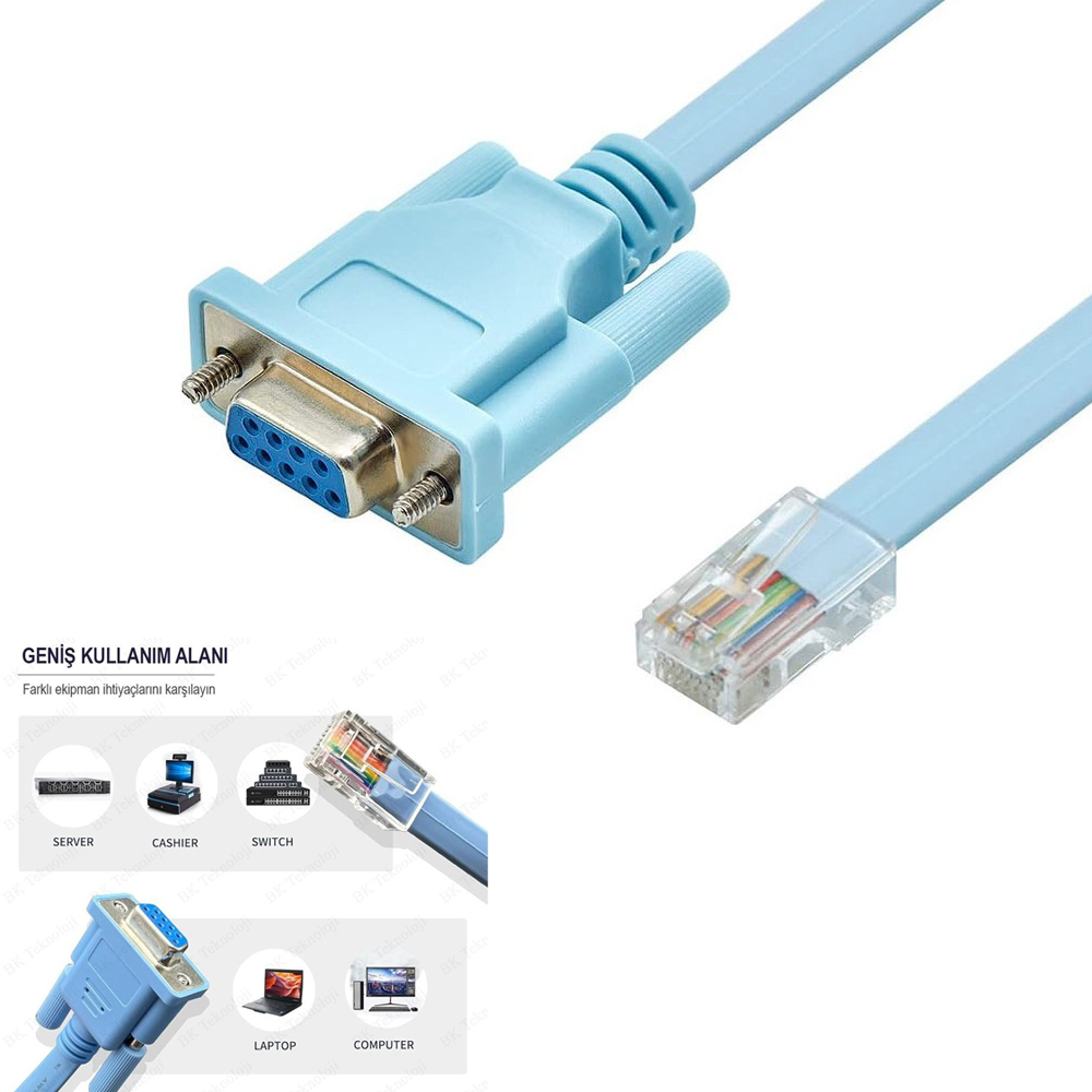 RS232 Db9 To RJ45 Ethernet Seri Ağ Yönlendirici Konsol Kablosu 1.5m Poke PK-4138-R20