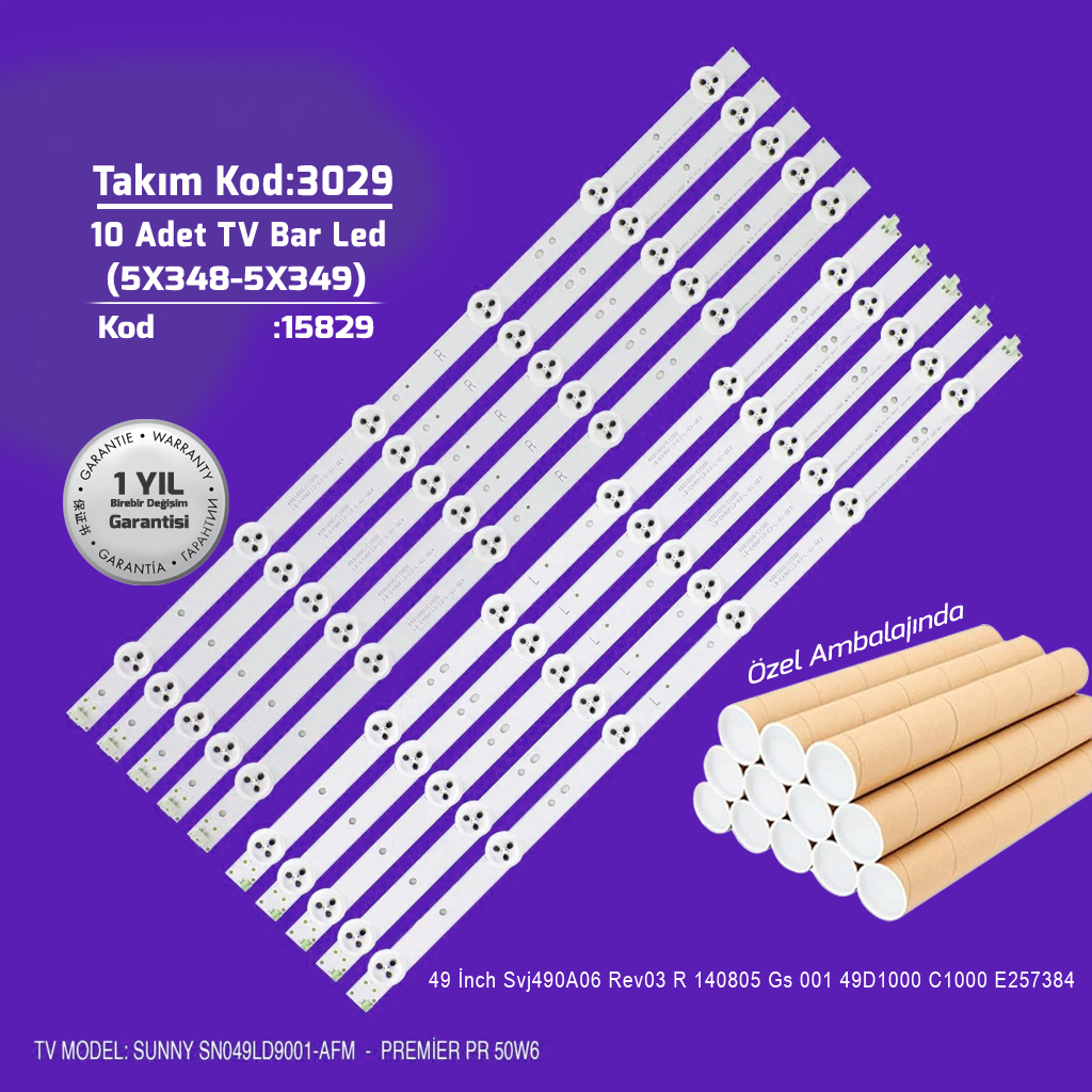 49'' Svj490A06 Rev03 R 140805 Gs 001 49D1000 C1000 E257384 10adet Tv Led Bar