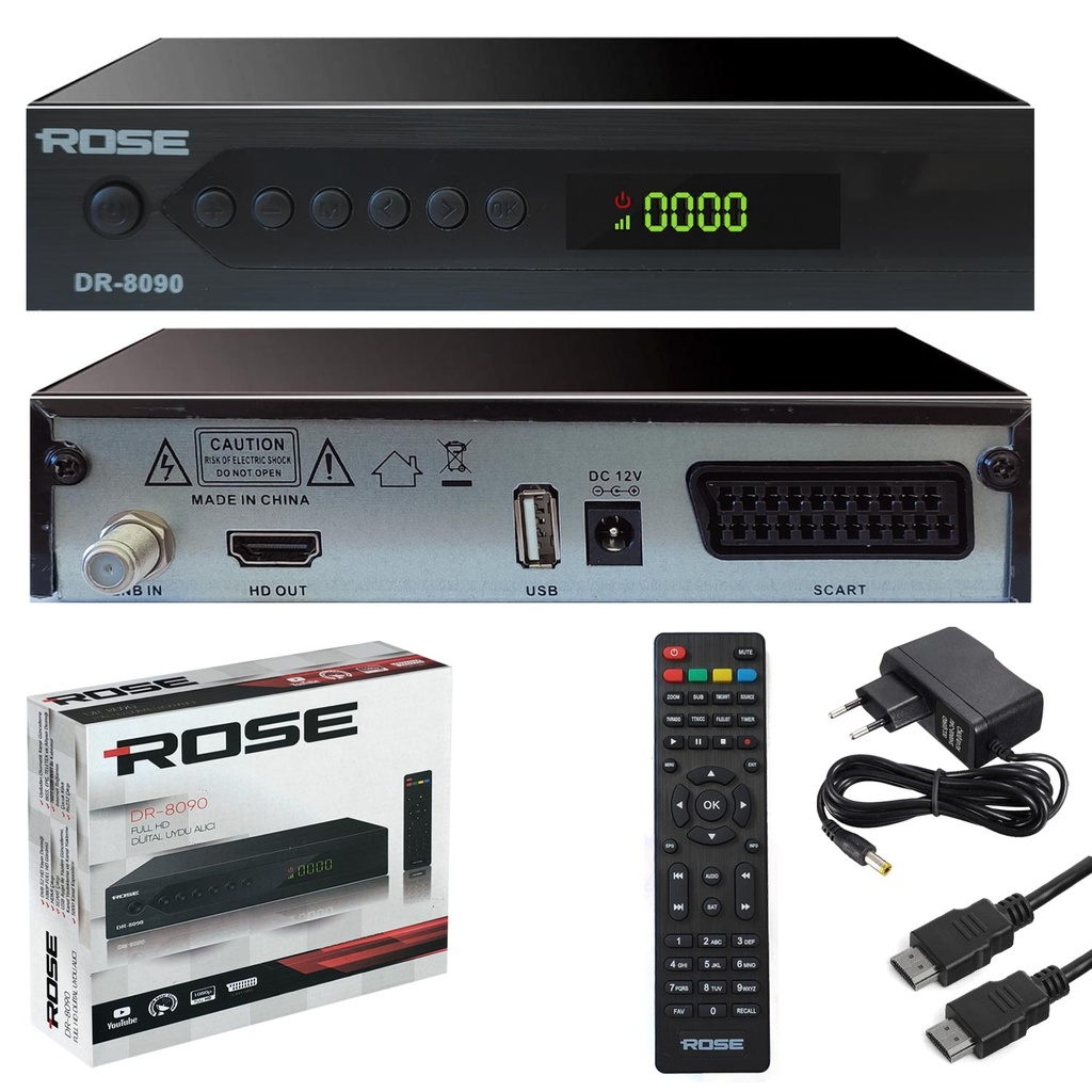 Full Hd Uydu Alıcı Kasalı Scartlı Youtube Free IP Rose DR-8090  R41