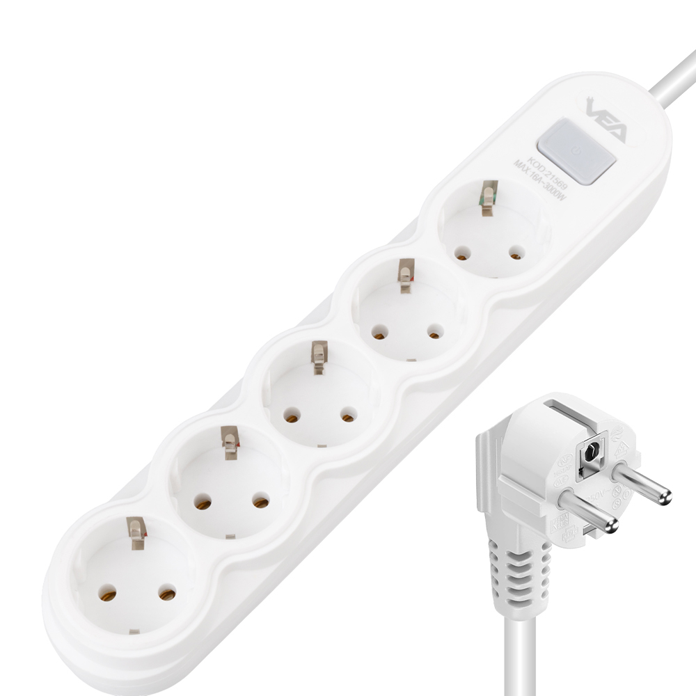 Beşli Grup Priz 1.5mt Akım Korumalı Anahtarlı Vea VA-21569    