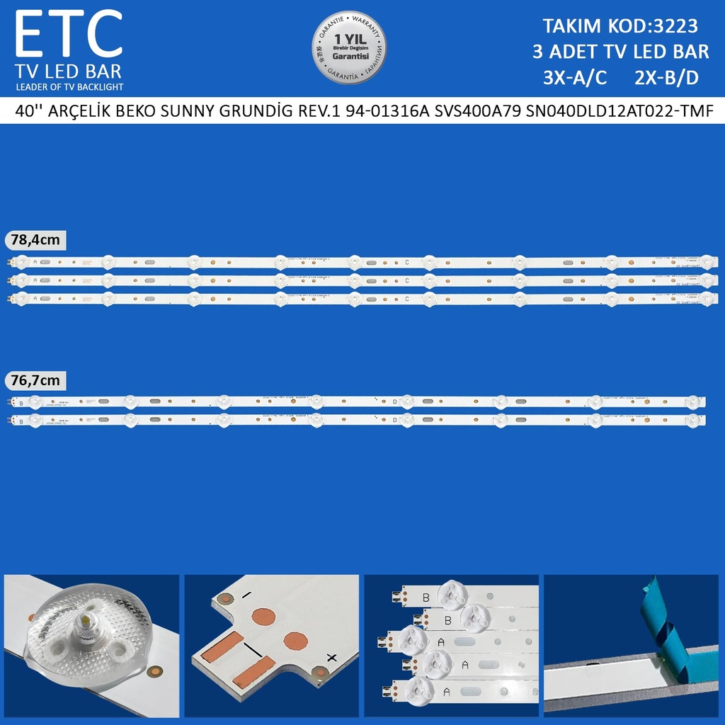 40'' Arçelik Beko Sunny Grundig Rev.1 94-01316A Svs400A79 Sn040Dld12At022-Tmf Tv Led Bar