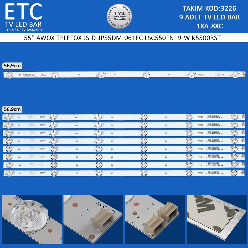 55'' AWOX TELEFOX JS-D-JP55DM-061EC LSC550FN19-W K5500RST Tv Led Bar