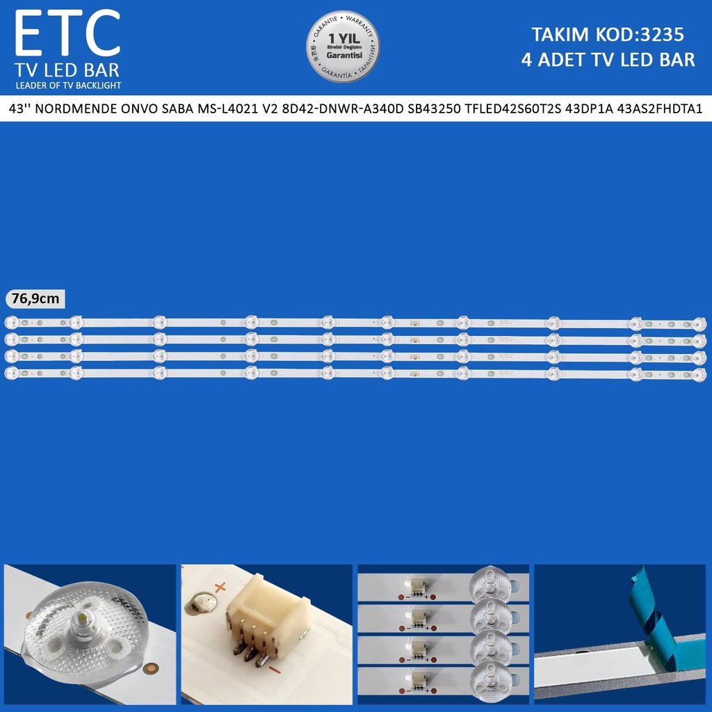 43'' NORDMENDE ONVO SABA MS-L4021 V2 8D42-DNWR-A340D SB43250 TFLED42S60T2S 43DP1A 43AS2FHDTA1 Tv Led Bar