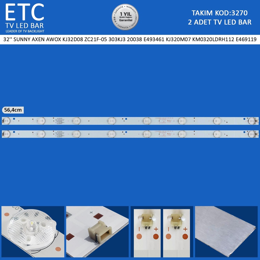32'' SUNNY AXEN AWOX KJ32D08 ZC21F-05 303KJ3 20038 E493461 KJ320M07 KM0320LDRH112 E469119 Tv Led Bar