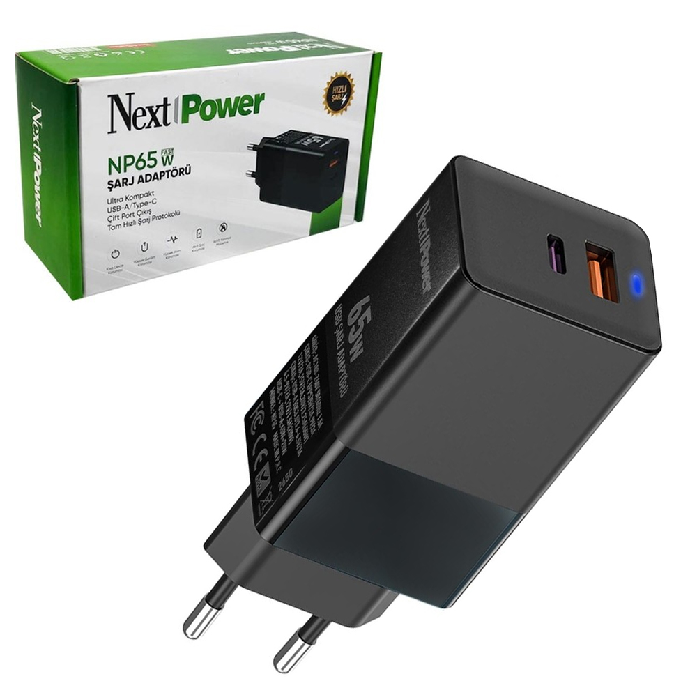 Telefon Şarj Aleti Fast 65w Usb + Type-C Firişli Next NP-65  