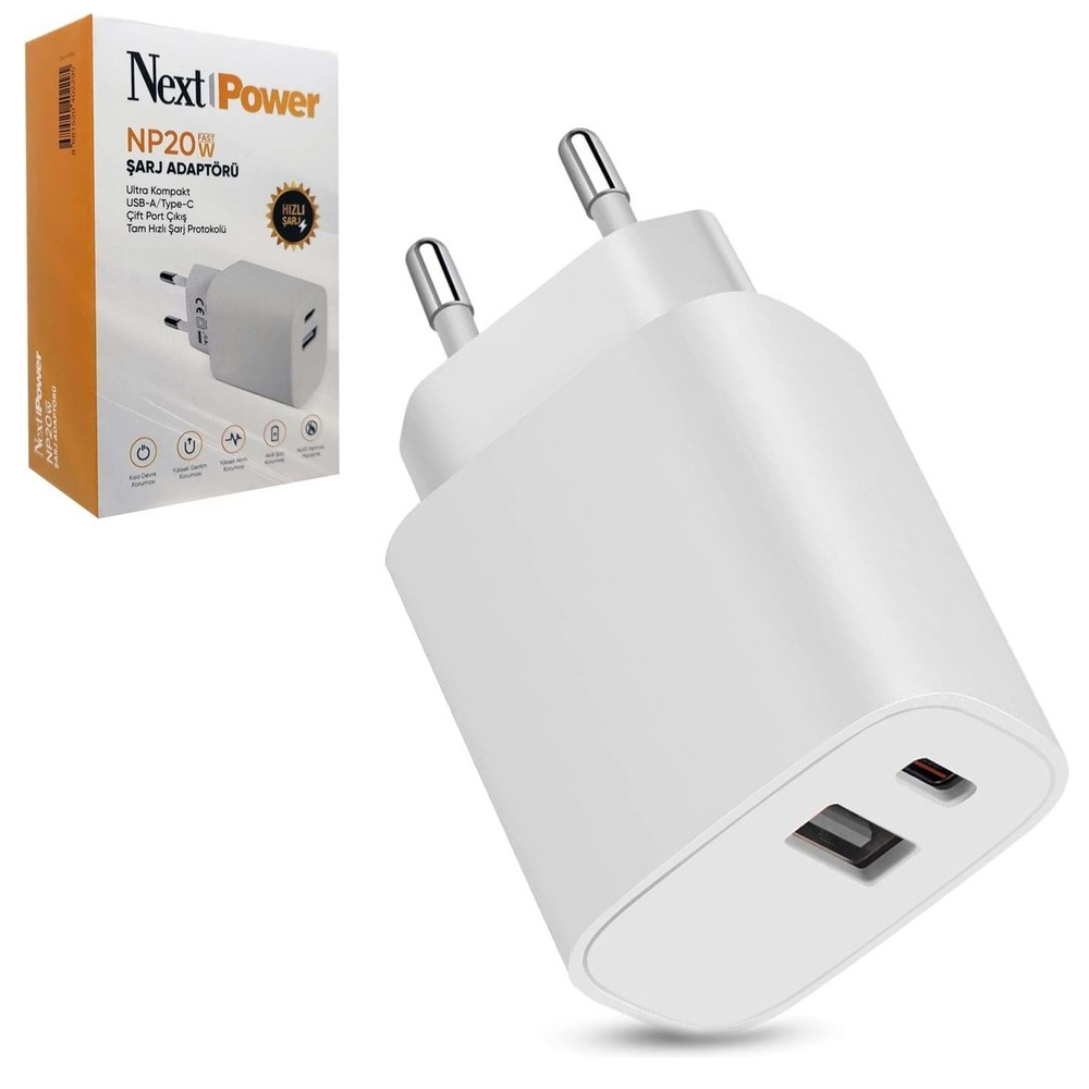 Telefon Şarj Aleti Fast 20w Usb + Type-C Girişli Next NP-20  B1