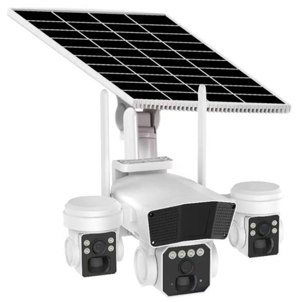 Solar 4G Sim Karlı PTZ Çift Kamera Gece Renkli Sesli Ultra HD 3+3mp O-Kam Pro-9090