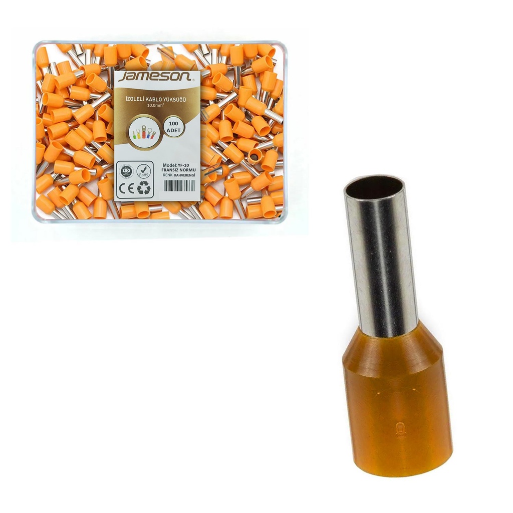 İzoleli Kablo yüksüğü 10mm 100 Adet JAMESON JYF-10  