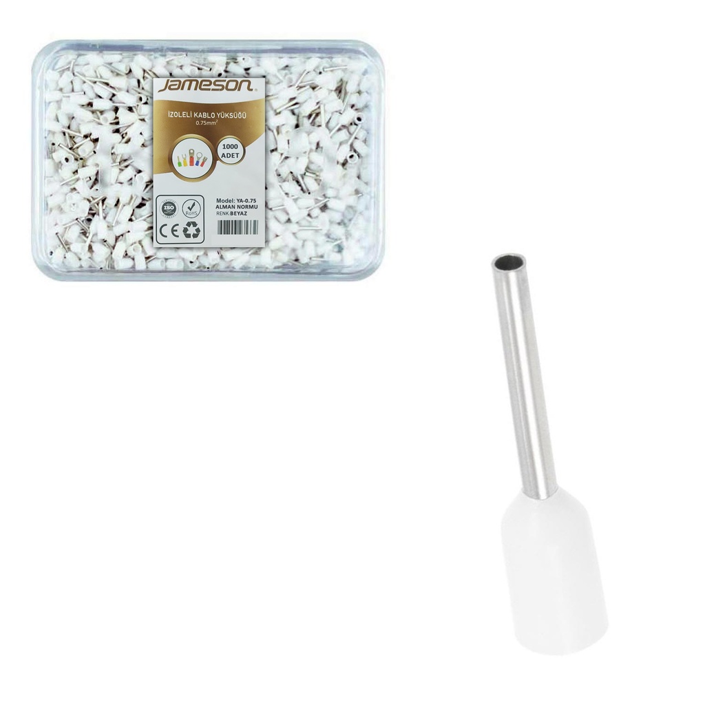 İzoleli Kablo yüksüğü 0.75mm 1000 Adet JAMESON JYA-0.75