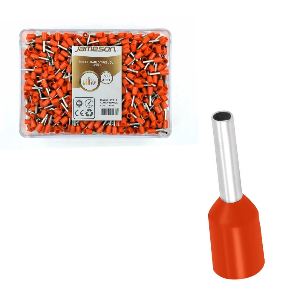İzoleli Kablo yüksüğü 4mm 500 Adet JAMESON JYF-4