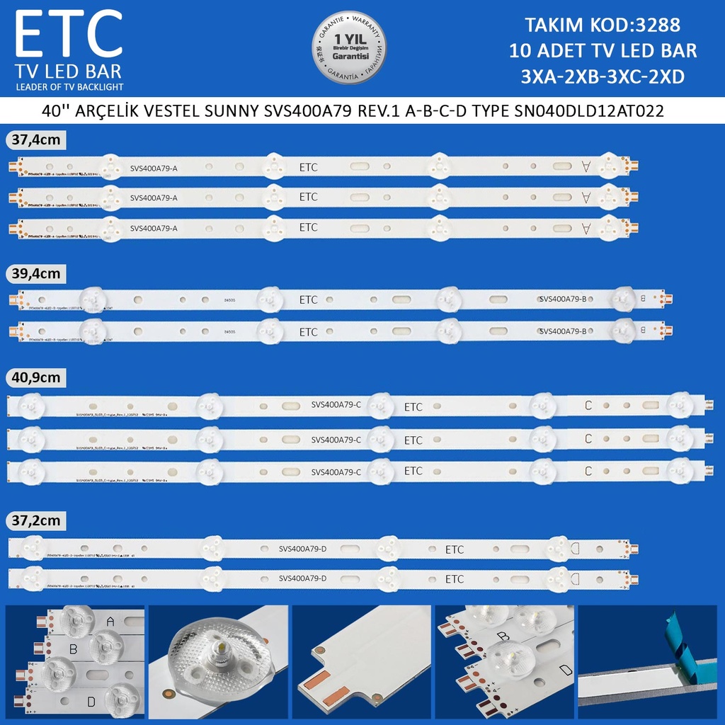 40'' ARÇELİK VESTEL SUNNY SVS400a79 rev.1 a-b-c-d type SN040DLD12AT022