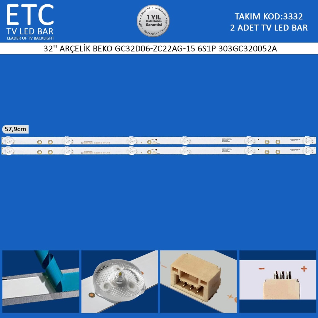 32'' ARÇELİK BEKO GC32D06-ZC22AG-15 6S1P 303GC320052A