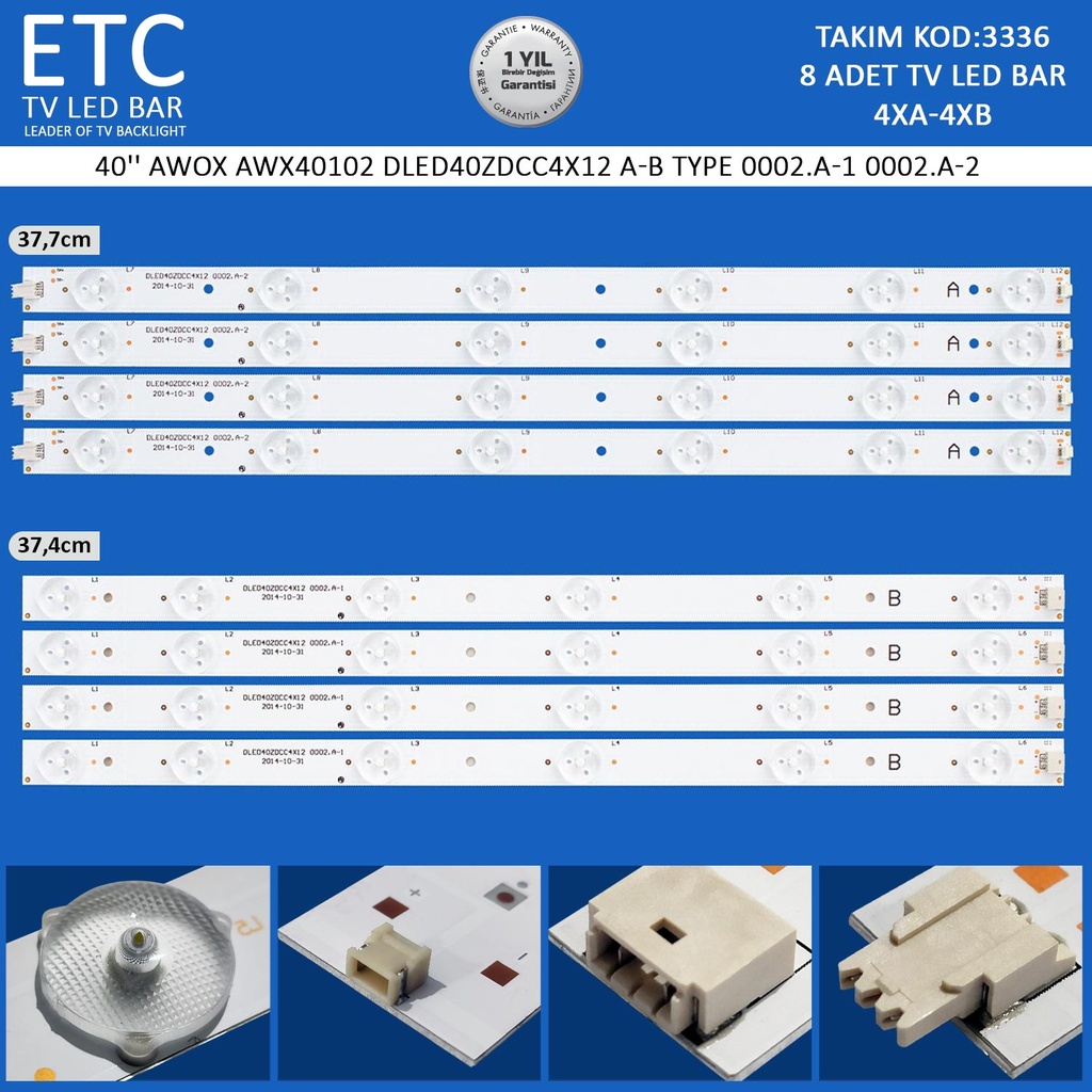 40'' AWOX AWX40102 DLED40ZDCC4X12 A-B TYPE 0002.A-1 0002.A-2