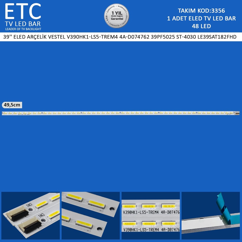 39" Eled Arçelik Vestel Seg LE39SAT182FHD 1adet TV Bar Led