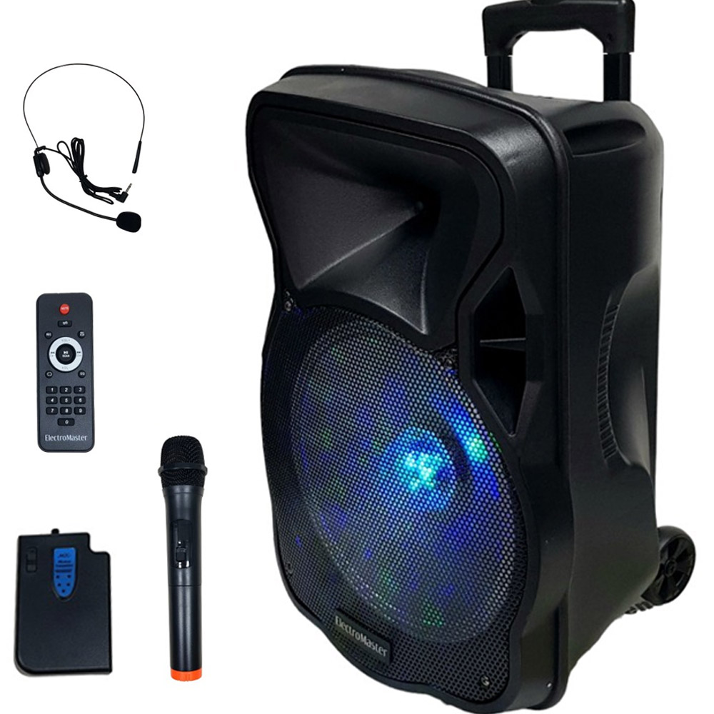 Bavul Anfi 30cm 150w 1 El 1 Yaka UHF Mikrofonlu Bt/Usb/Sd Electromaster ES-3030