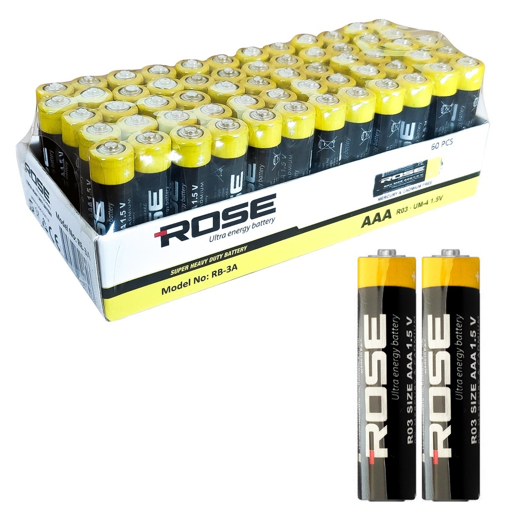 İnce Kalem Pil AAA 60 Adet Rose RB-03