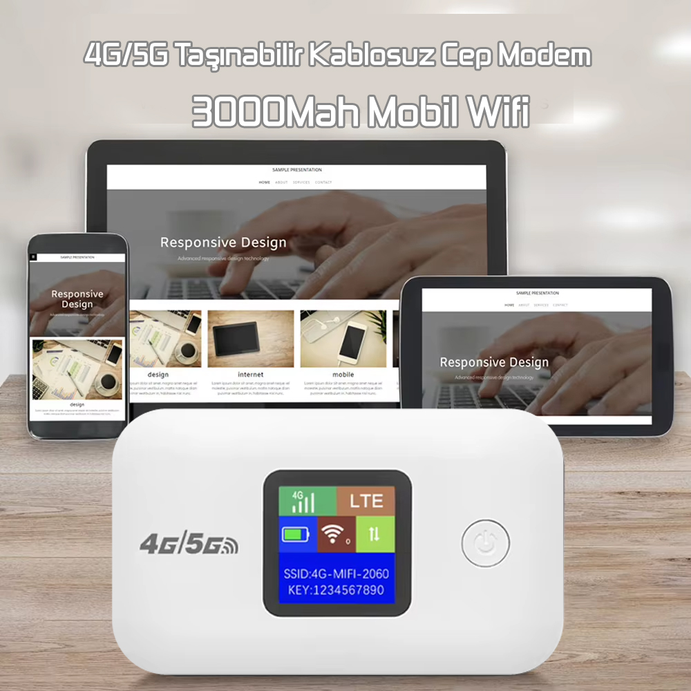 4G 5G Cep Modem Mobil Sim Kartlı Taşınabilir Hotspot 150Mbps Kablosuz 3000mAh A8-E R31