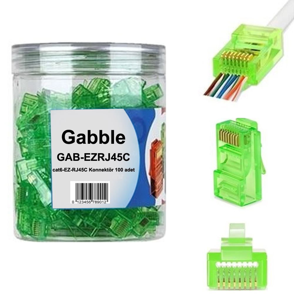 EZ RJ45 Cat6 Soket Konnektör 100 Adet Renkli Gabble EZ-RJ45  R11