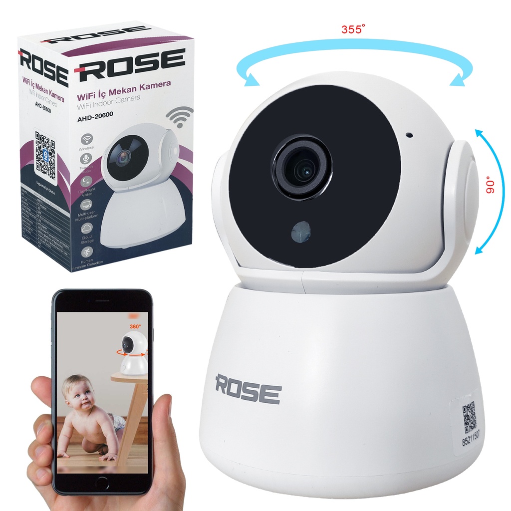Wifi Kamera 360 Derece Sesli İç Mekan 1080p Rose AHD-20600  R9