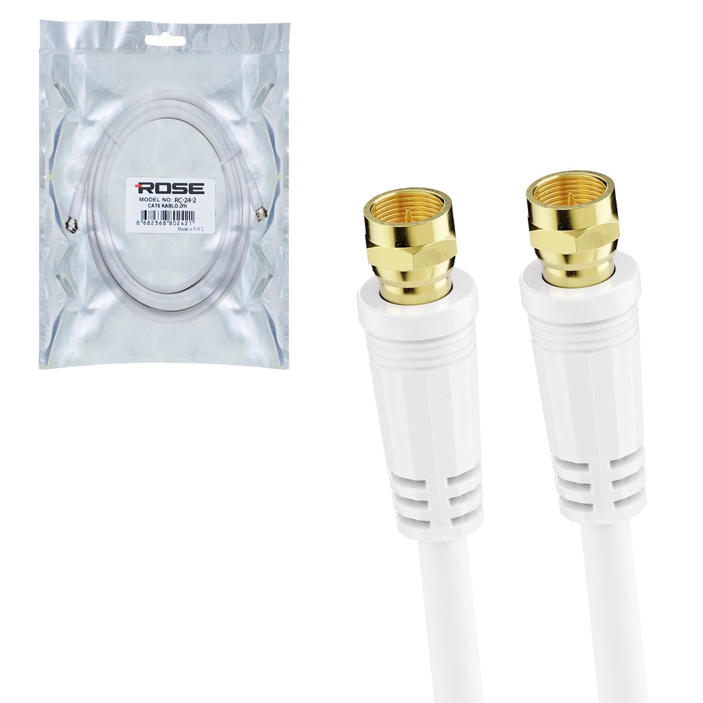 RG6 F Konnektörlü Hazır Kablo 2mt Rose RC-24-2