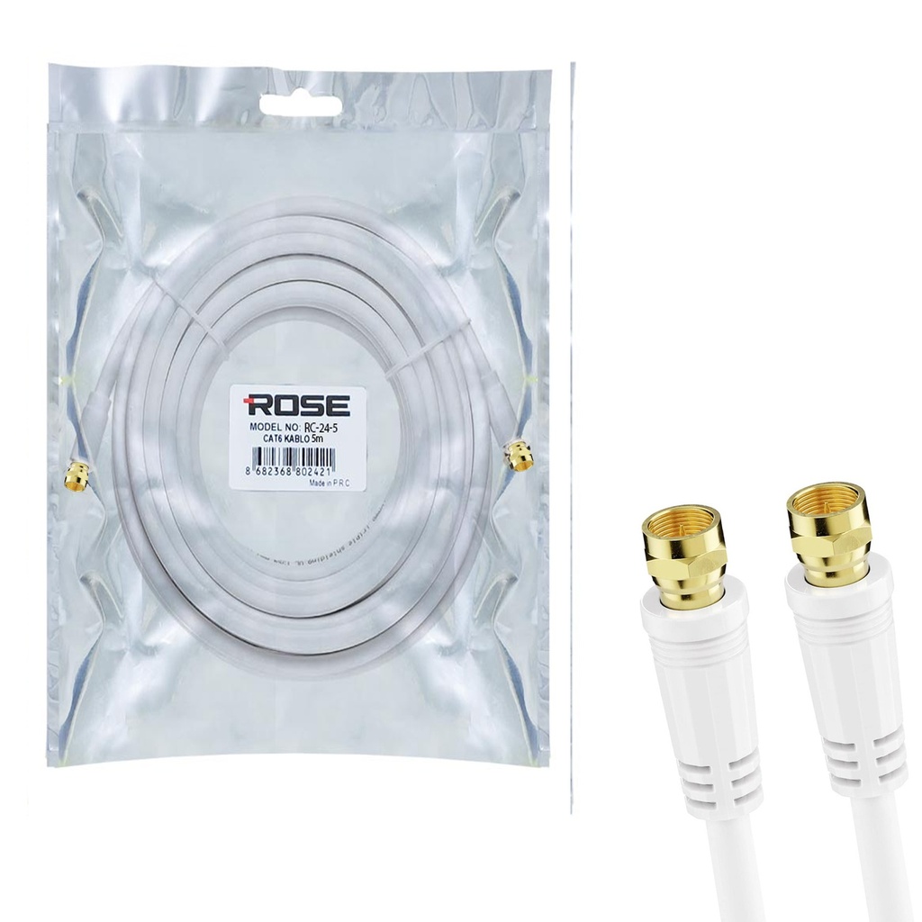 RG6 F Konnektörlü Hazır Anten Kablo 5mt Rose RC-24-5
