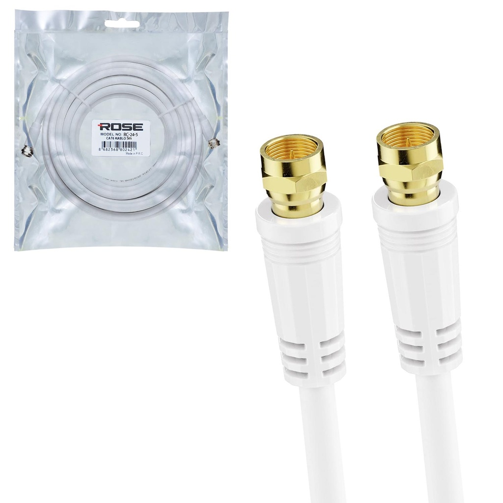 RG6 F Konnektörlü Hazır Kablo 5mt Rose RC-24-5  RR8
