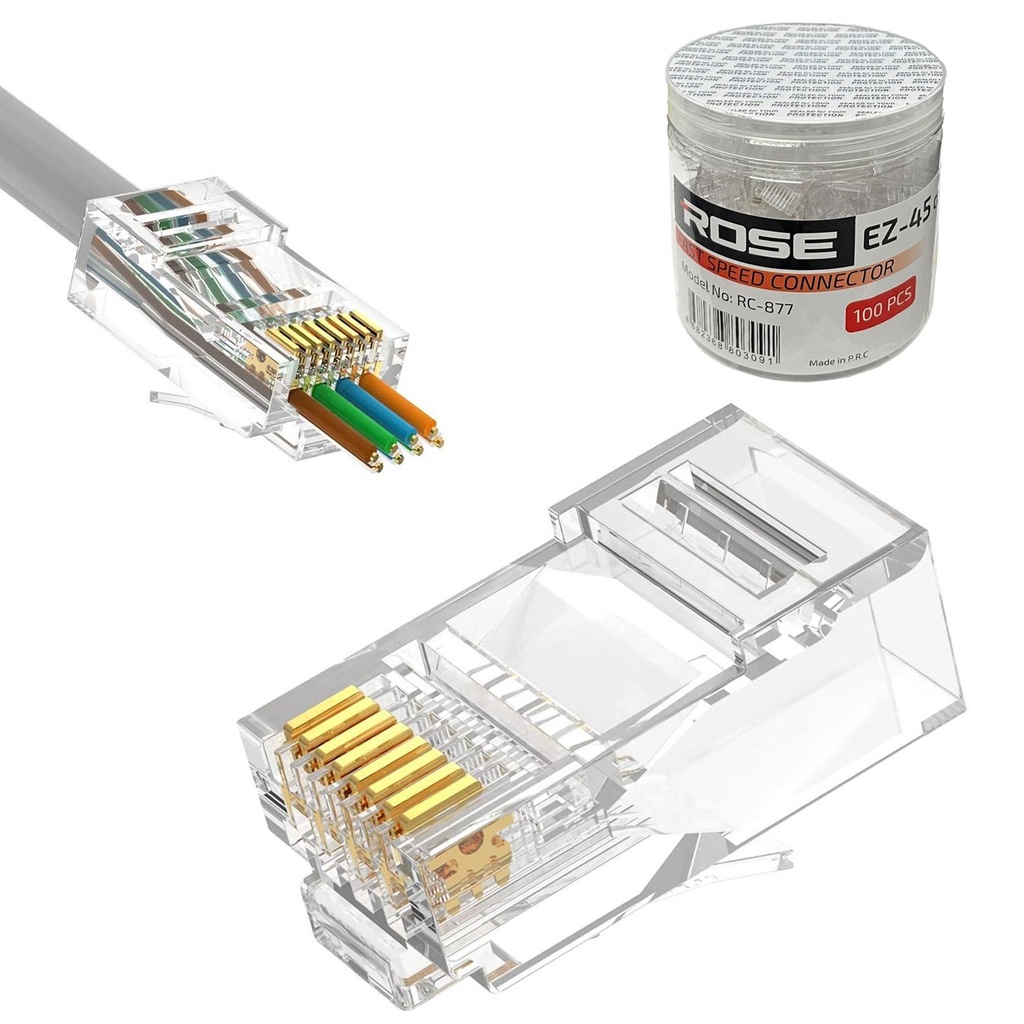 EZ RJ45 Cat6 Soket Konnektör 100 Adet Kutulu Rose RC-877  