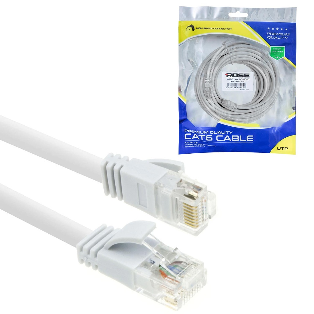 Cat6 Patch Kablo 10mt Rose RC-820-10