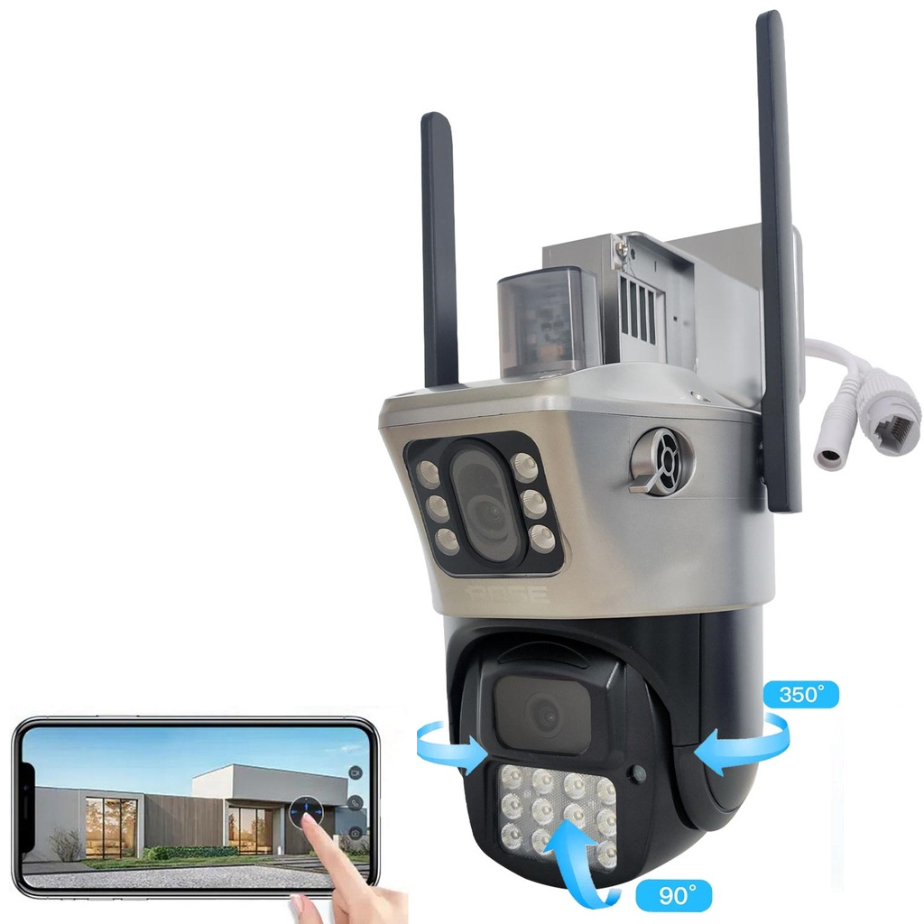 Wifi PTZ Akıllı 2 Kamera Gece Renkli  Sesli Dış Mekan 1080p Rose AHD-30180