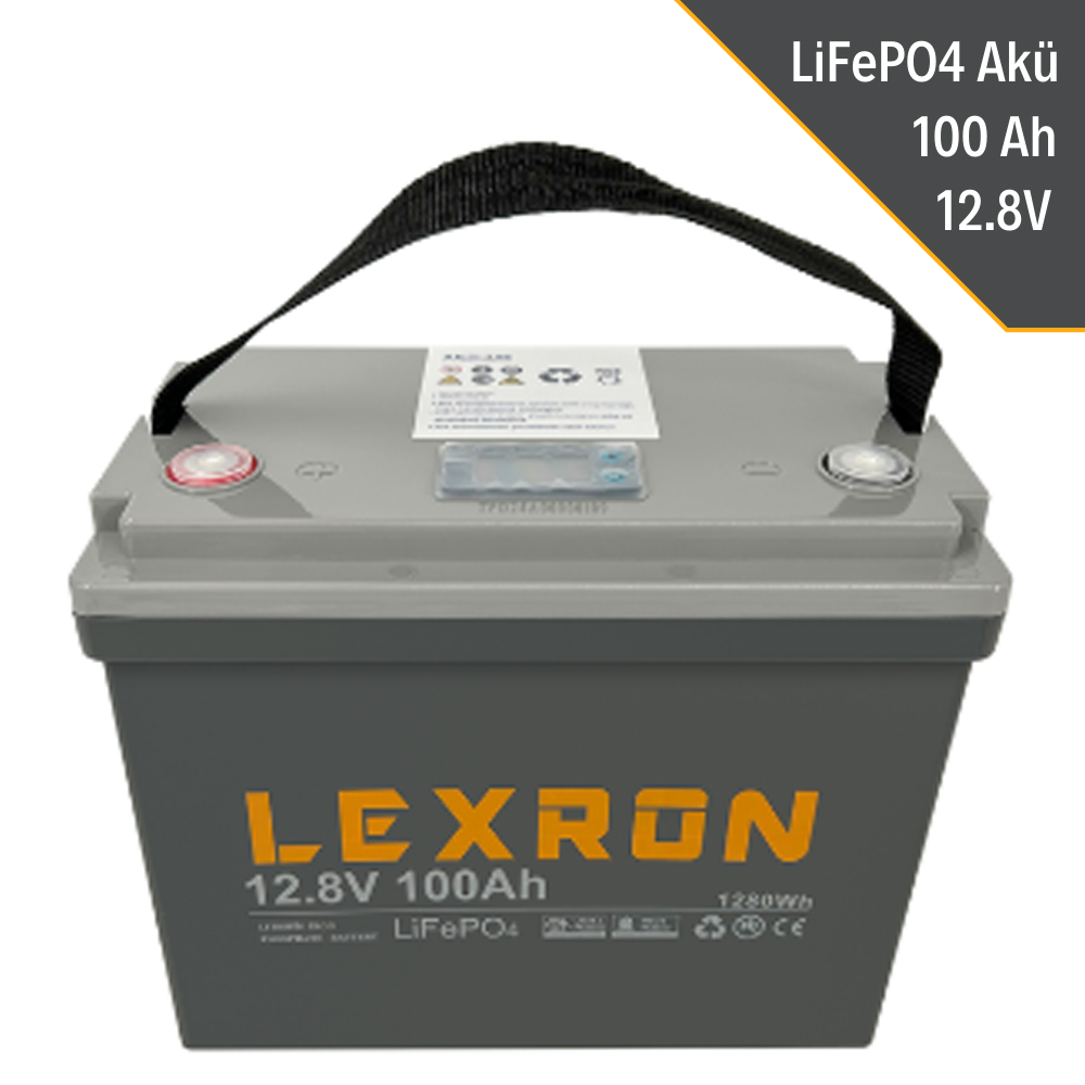 Lityum Akü 100a 12.8v 330x171x220mm LifeP04 Lexron (Kargo Alıcı Öder)