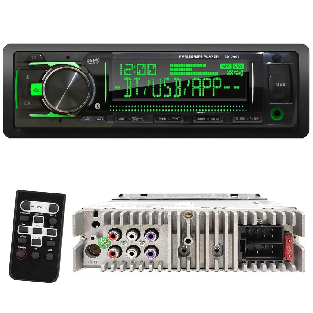 Oto Teyp 4x60w Dsp 3 Anfi Çıkışlı Bt Usb Fm 7 Renk 7388IC Netex SX-7000