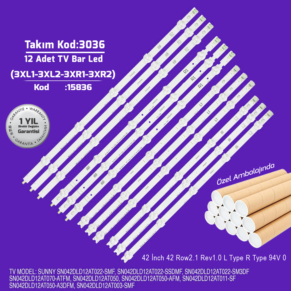 42'' 42 Row2.1 Rev1.0 L Type R Type 94V 0 12 Adet Tv Bar Led