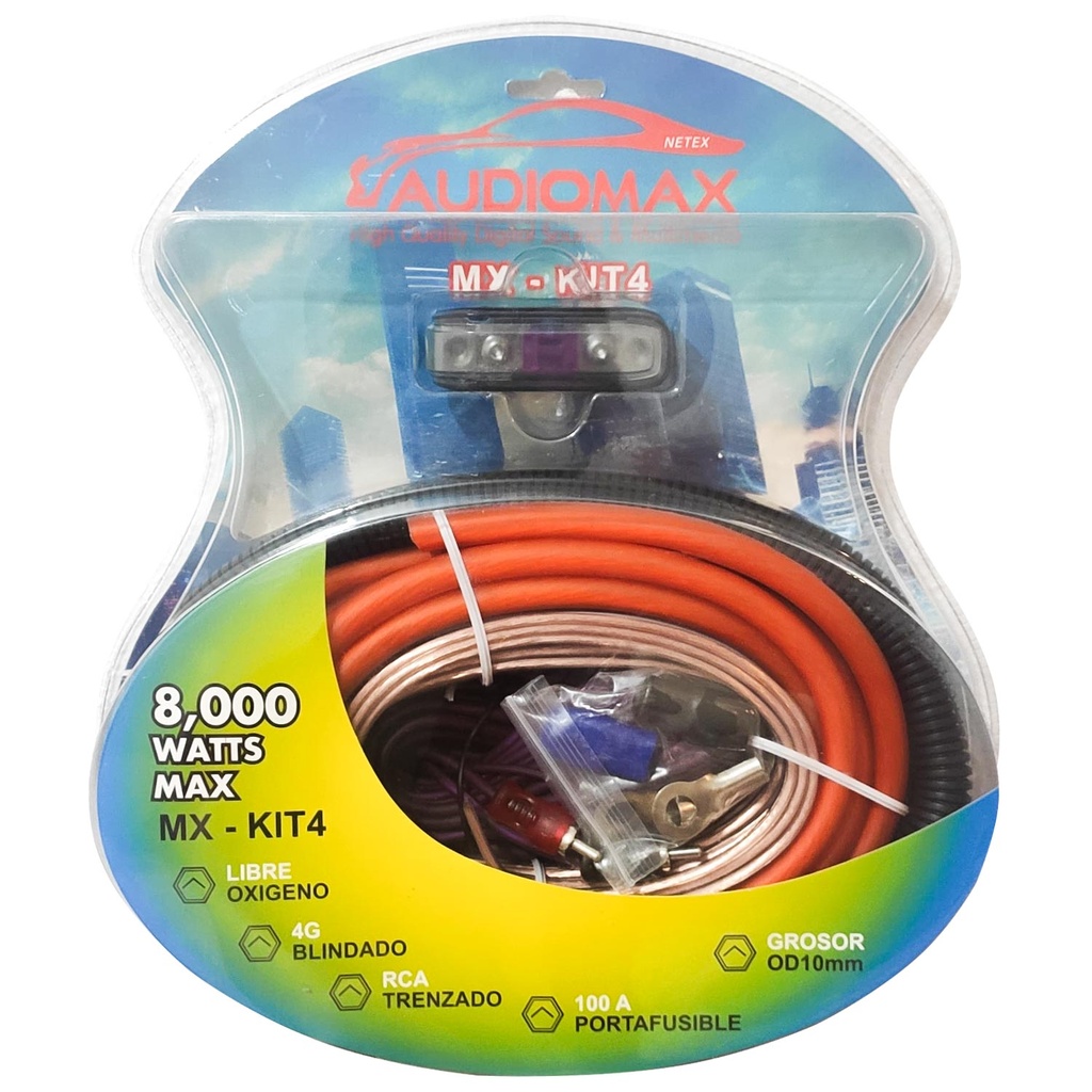 4GA Oto Anfi Kablo Seti 8000w Audiomax MX-KIT4  