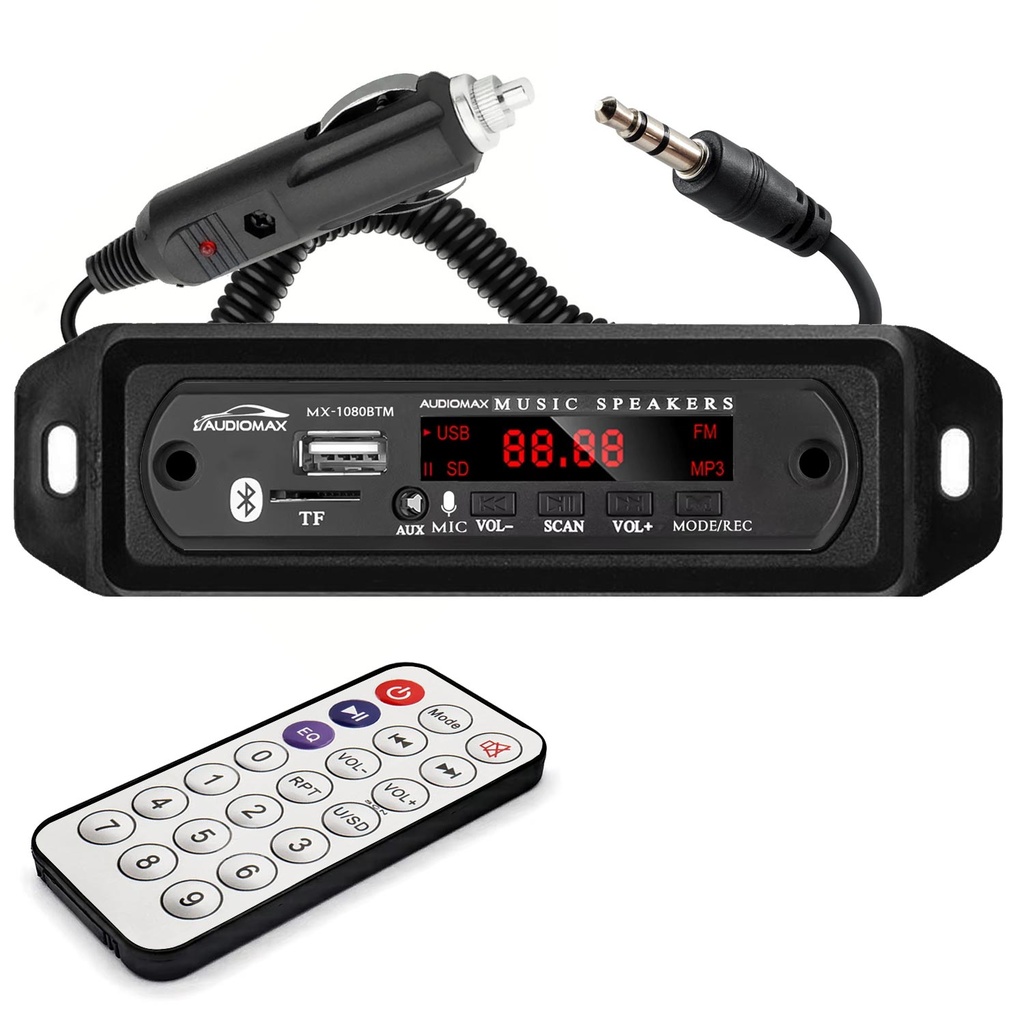 Oto Teyp Çevirici Bord Mikrofonlu Bt Aux Usb Sd Kumandalı Audiomax MX-1080BTM