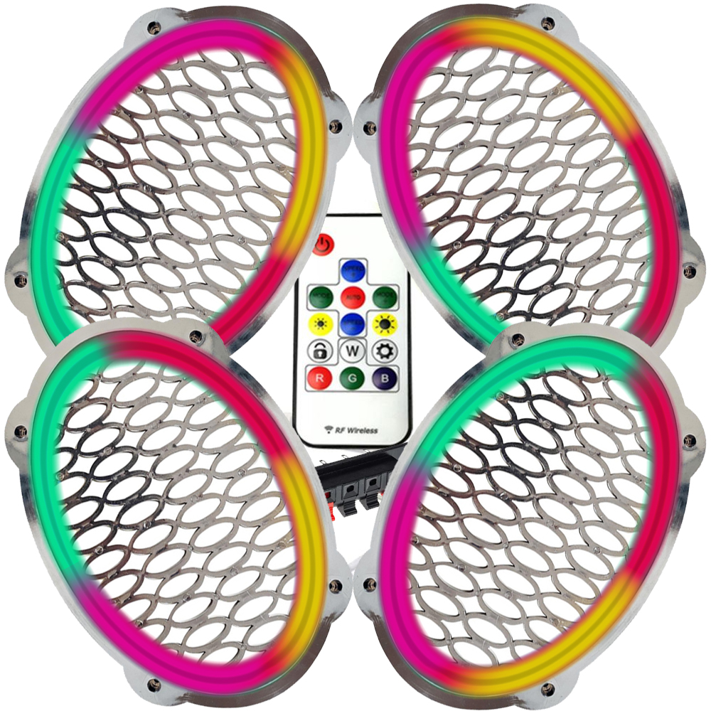 Krom Pixel Ledli Oval Hoparlör Kapak 4 Adet Animasyonlu Poke PK-4500