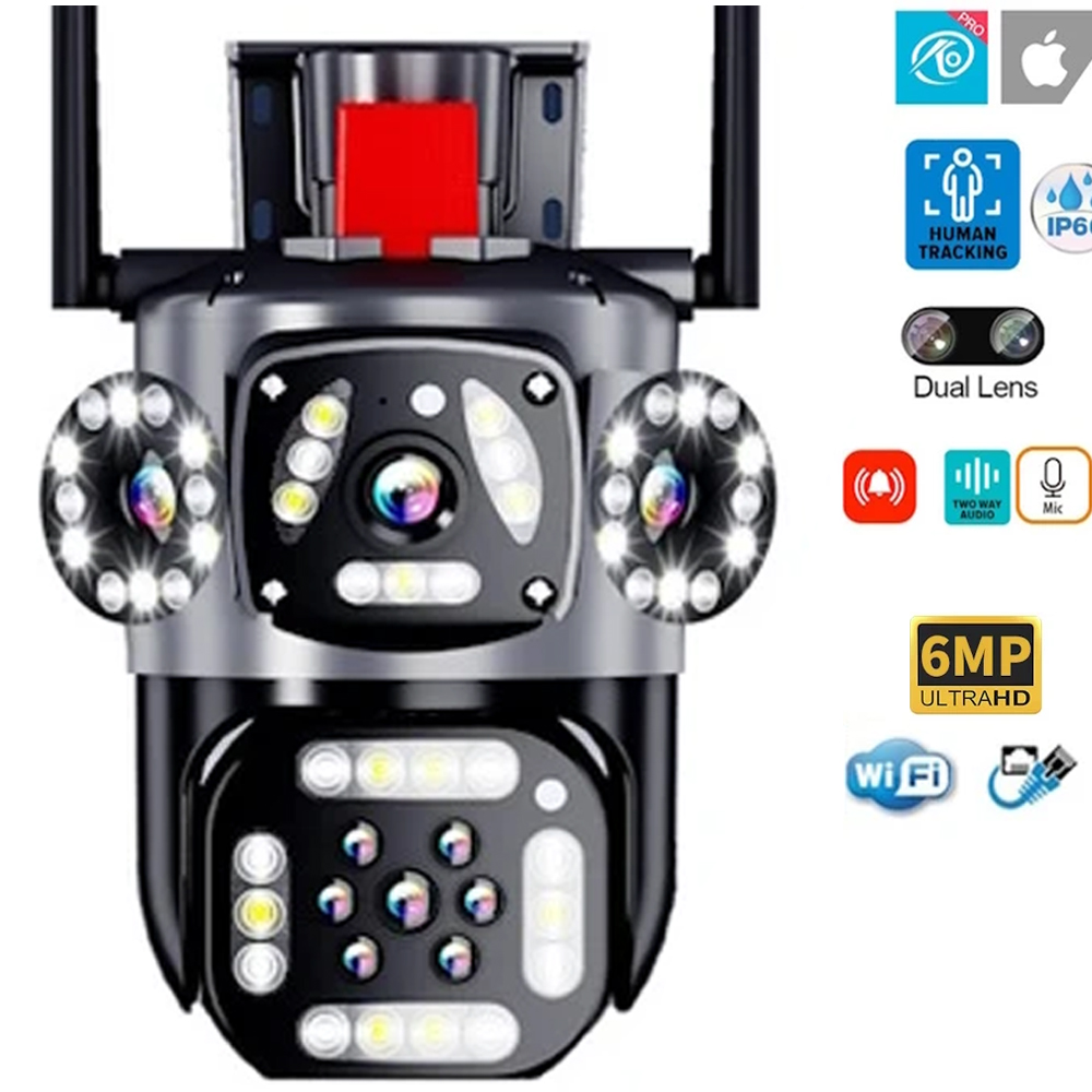 Wifi PTZ Çift Kamera Alarmlı Gece Renkli Sesli Ultra HD 3+3mp O-Kam Pro-3012  R42
