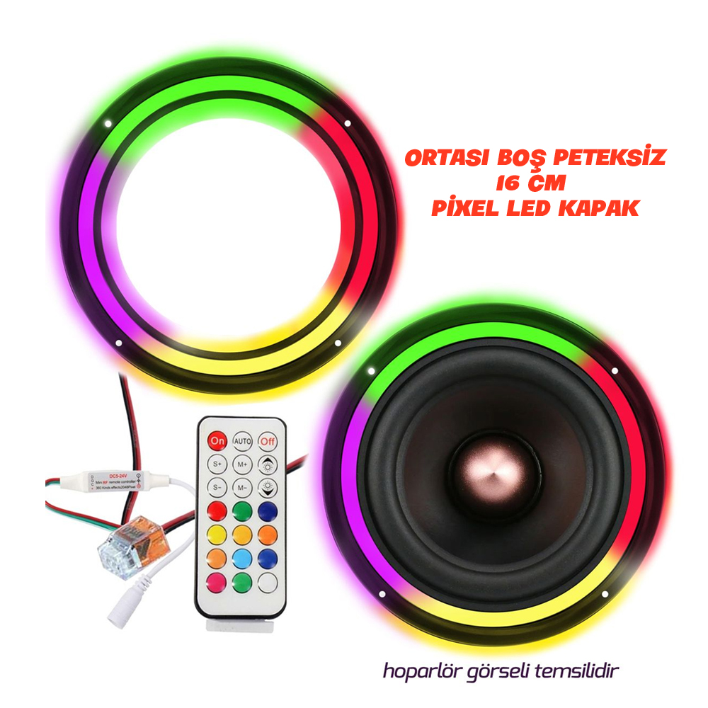 Pixel Ledli 16cm Hoparlör Kapak İçi Boş 2 Adet Poke PK-4533