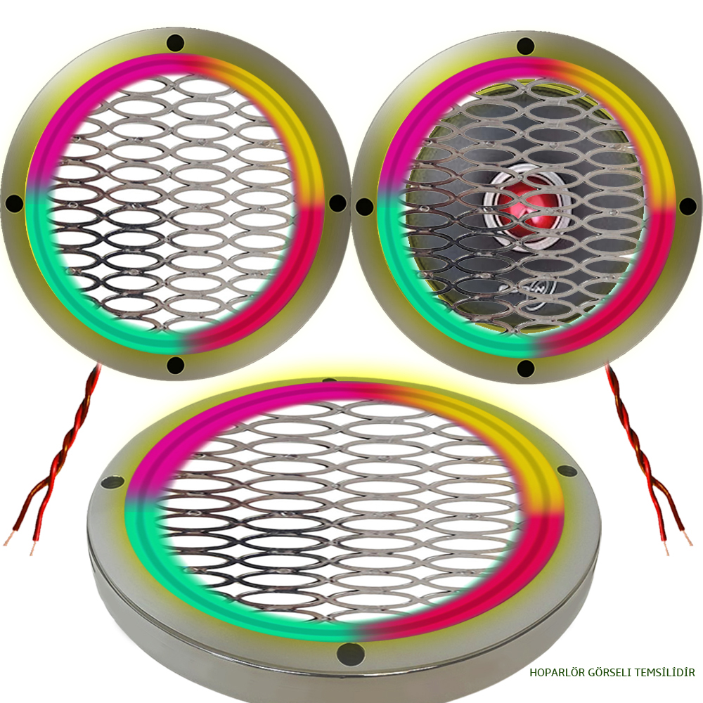 16cm Krom Pixel Ledli Hoparlör Kapak 2 Adet Animasyonlu Poke PK-4552