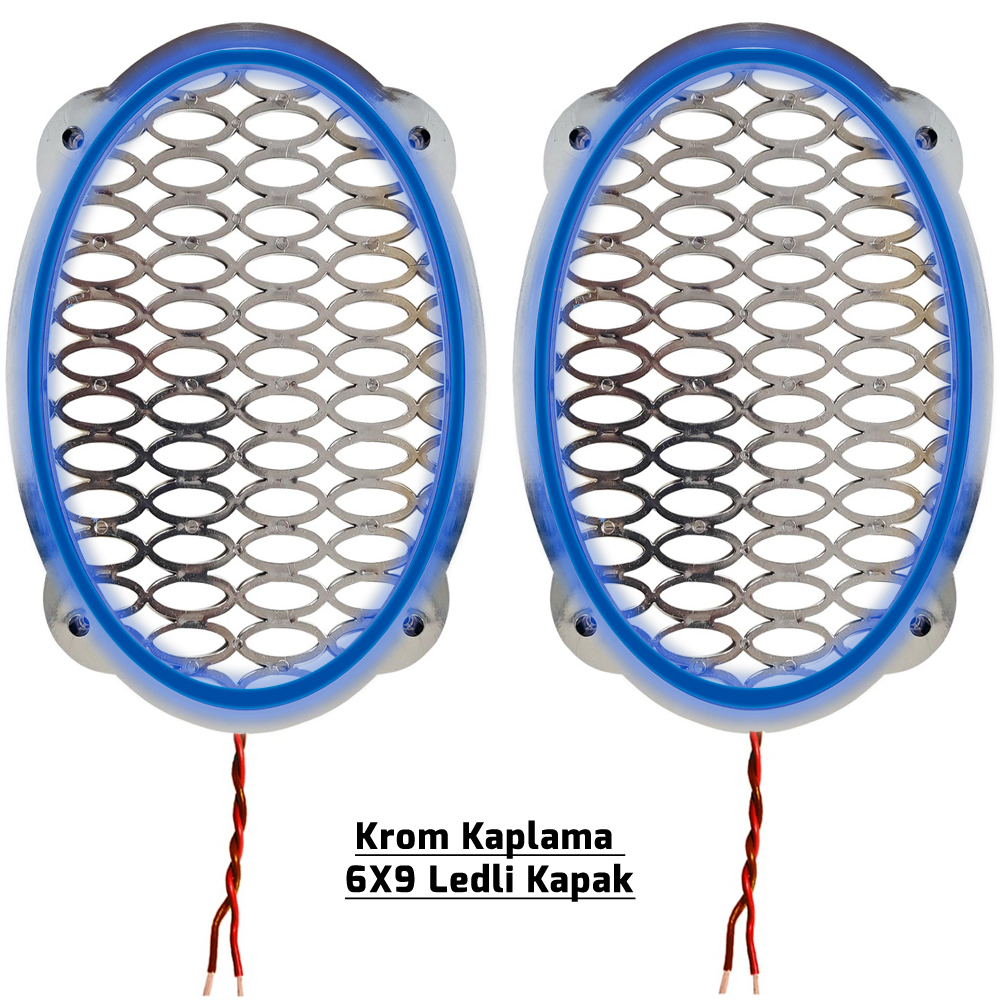 Krom Ledli Hoparlör Kapak Oval 2 Adet Poke PK-4472 R25