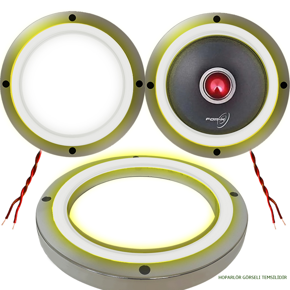 20cm Krom Ledli Hoparlör Kapak İçi Boş 2 Adet Poke PK-4555