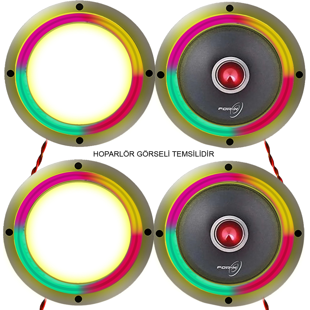 16cm Krom Pixel Ledli Hoparlör Kapak İçi Boş 4 Adet Animasyonlu Poke PK-4548