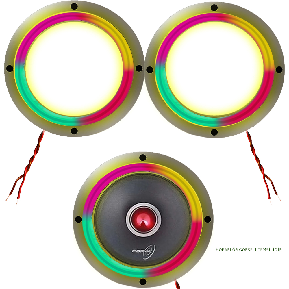 16cm Krom Pixel Ledli Hoparlör Kapak İçi Boş 2 Adet Animasyonlu Poke PK-4556