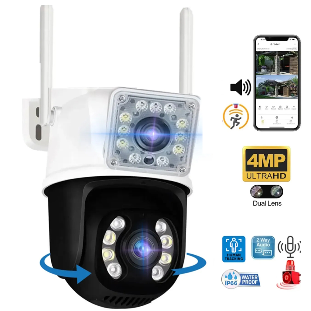 Wifi PTZ Çift Kamera Gece Renkli Sesli Ultra HD 2+2mp O-Kam PRO-3011  