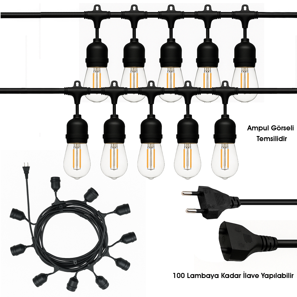5 Duylu Sıralı 5 Metre Hazır Set E27 100 Adete Kadar Uzatılabilir Ledx KB-00001  