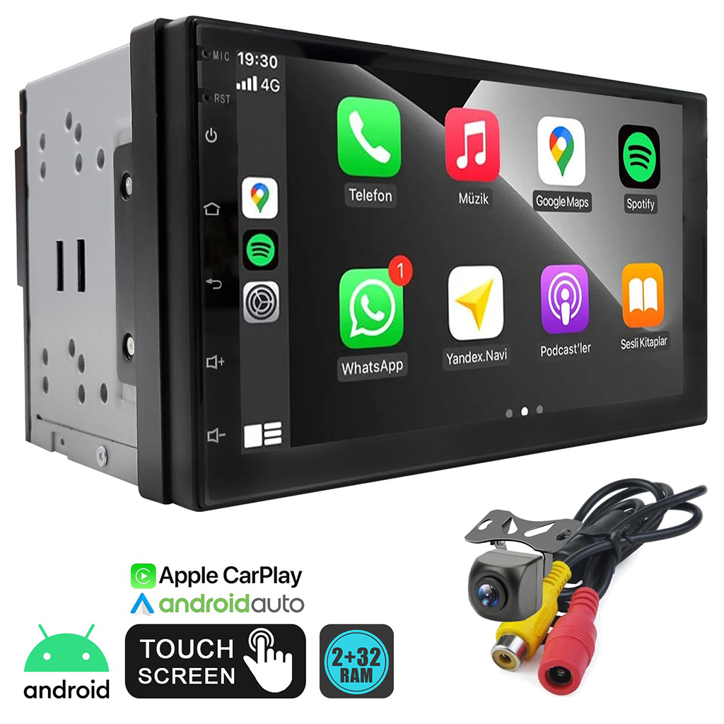 7'' Double Android 4x55w 2-32gb Mirorlink Bt Sd Fm Kameralı Sunsay MB-30A