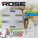 Dijital Baskül Tartı Akıllı Yağ Ölçer Bluetooth Telefon Uygulamalı Rose RB-201