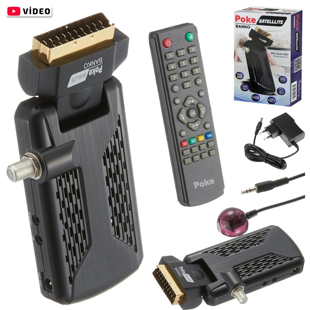 Mini Scart Sd Dijital Uydu Alıcı HQ TKGS PokeSat Banko