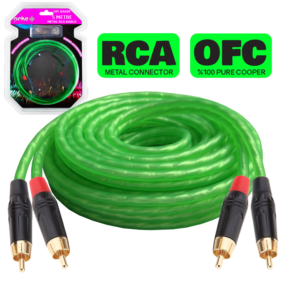 Oto Anfi Kablo Metal 2rca 2rca OFC Bakır 5mt Navex PK-003