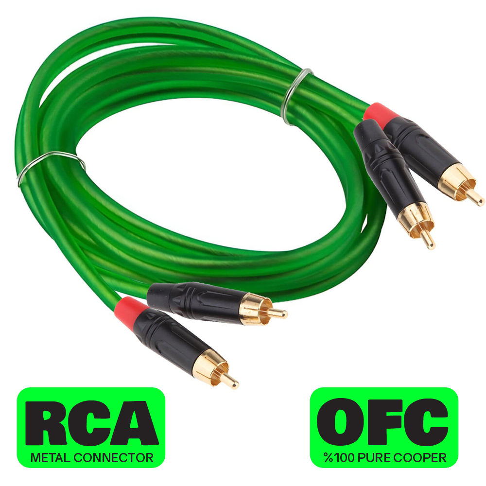 Oto Anfi Kablo Metal 2rca 2rca OFC Bakır 2mt Navex NV-004