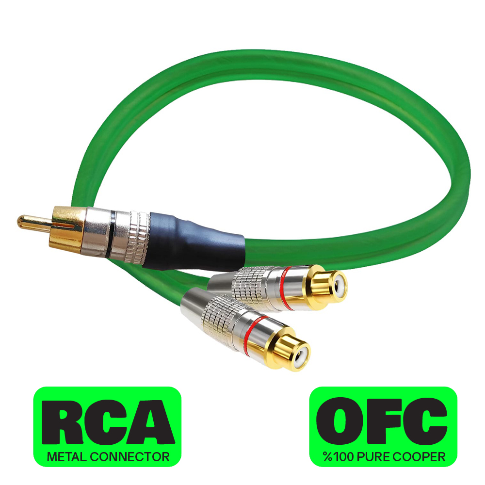 Oto Anfi Y Kablo Metal 2 Dişi 1 Erkek OFC Bakır 30cm Navex NV-005